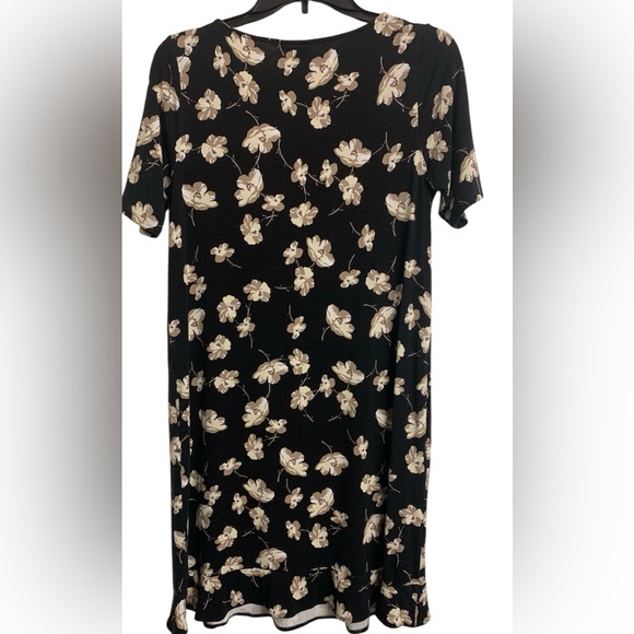 J. Jill XS Floral Casual Beach Vacation Midi Dress Black Tan - Picture 3 of 8